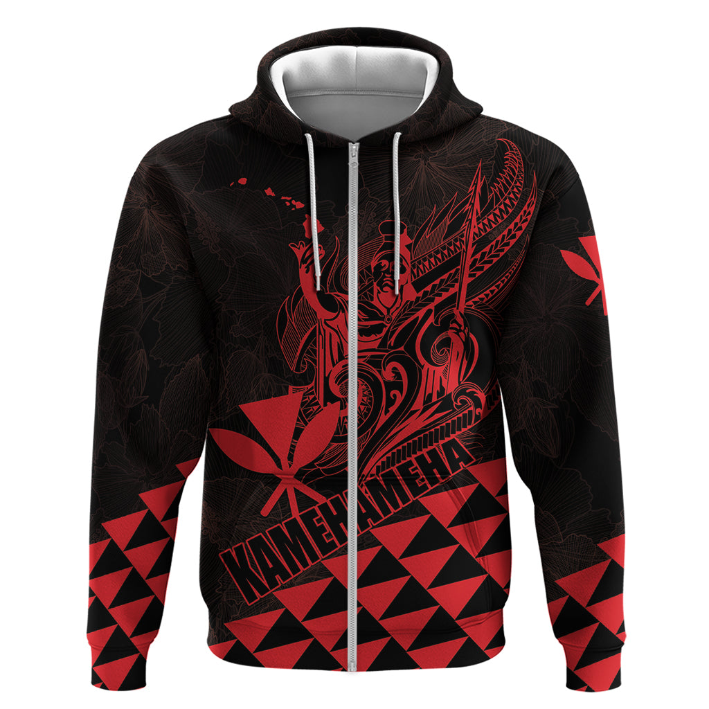 Personalized King Kamehameha Day Zip Hoodie Kakau Polynesian Pattern