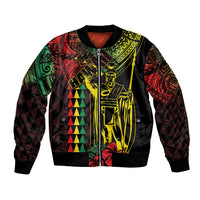 King Kamehameha Day Bomber Jacket Hawaii Kakau Reggae