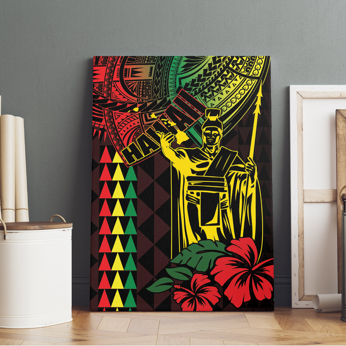 King Kamehameha Day Canvas Wall Art Hawaii Kakau Reggae