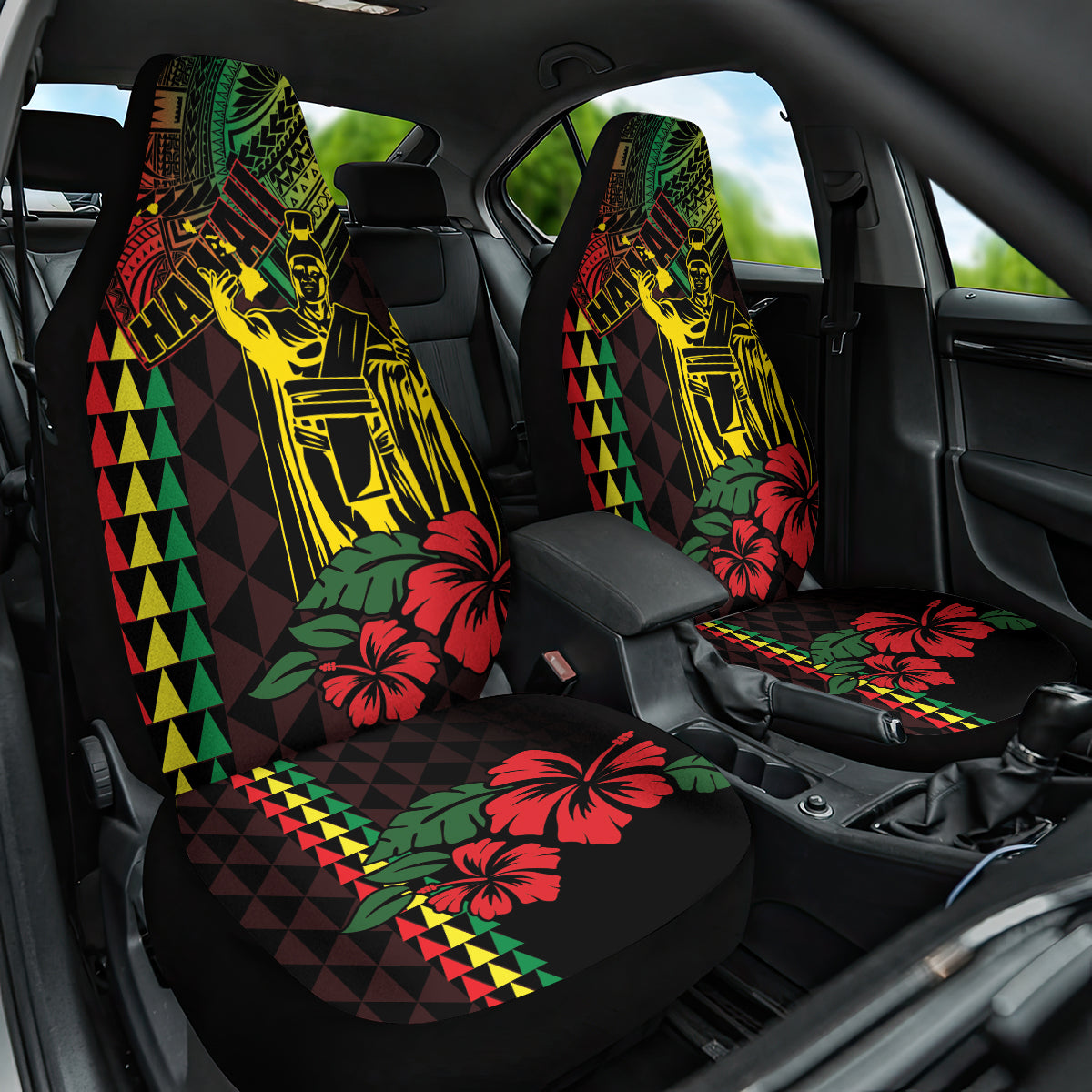 King Kamehameha Day Car Seat Cover Hawaii Kakau Reggae