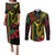 King Kamehameha Day Couples Matching Puletasi and Long Sleeve Button Shirt Hawaii Kakau Reggae