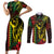 King Kamehameha Day Couples Matching Short Sleeve Bodycon Dress and Long Sleeve Button Shirt Hawaii Kakau Reggae