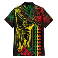 King Kamehameha Day Family Matching Off The Shoulder Long Sleeve Dress and Hawaiian Shirt Hawaii Kakau Reggae