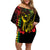 King Kamehameha Day Family Matching Off Shoulder Short Dress and Hawaiian Shirt Hawaii Kakau Reggae