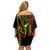 King Kamehameha Day Family Matching Off Shoulder Short Dress and Hawaiian Shirt Hawaii Kakau Reggae