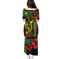 King Kamehameha Day Family Matching Puletasi and Hawaiian Shirt Hawaii Kakau Reggae