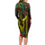 King Kamehameha Day Long Sleeve Bodycon Dress Hawaii Kakau Reggae