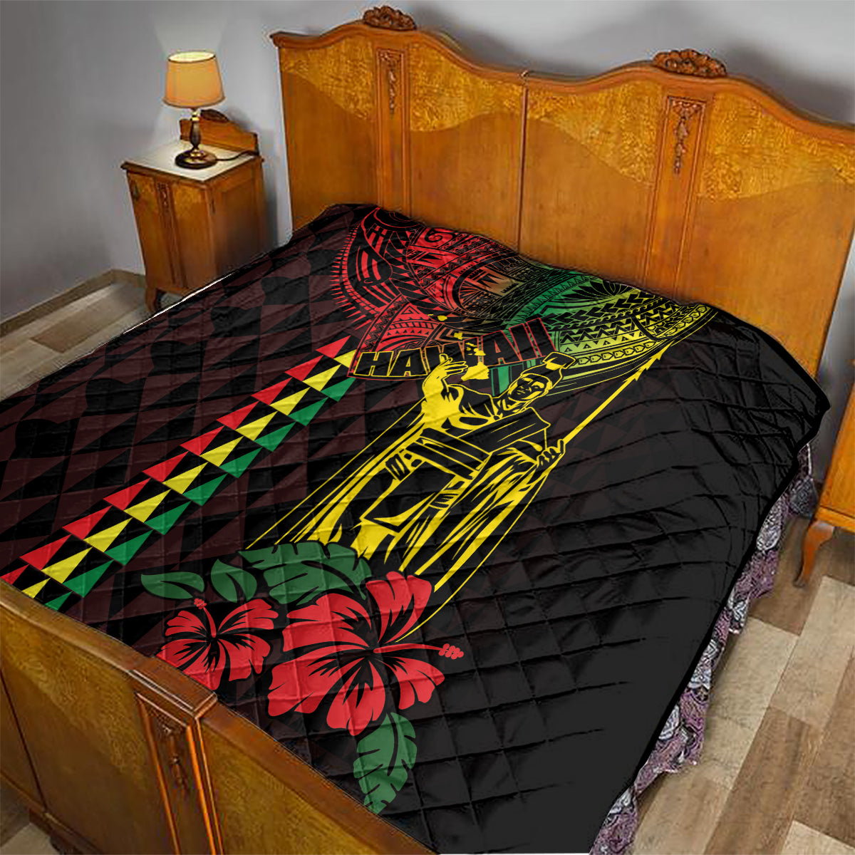 King Kamehameha Day Quilt Hawaii Kakau Reggae