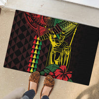 King Kamehameha Day Rubber Doormat Hawaii Kakau Reggae