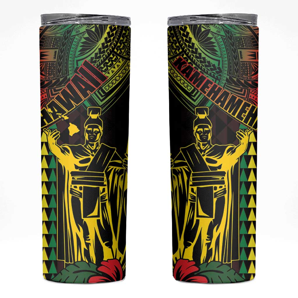 King Kamehameha Day Skinny Tumbler Hawaii Kakau Reggae