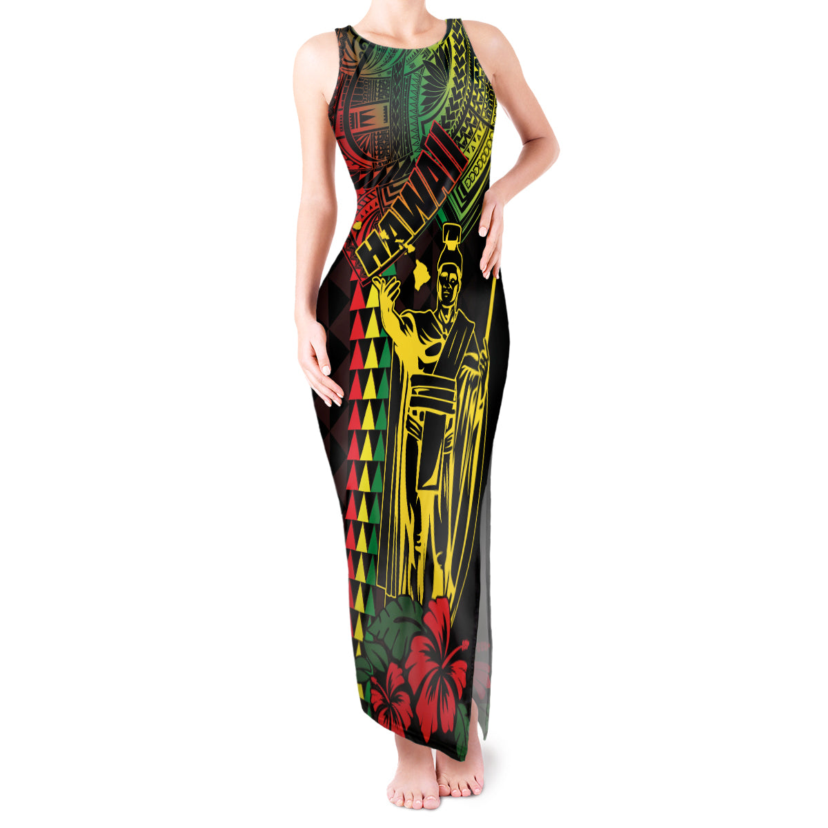 King Kamehameha Day Tank Maxi Dress Hawaii Kakau Reggae