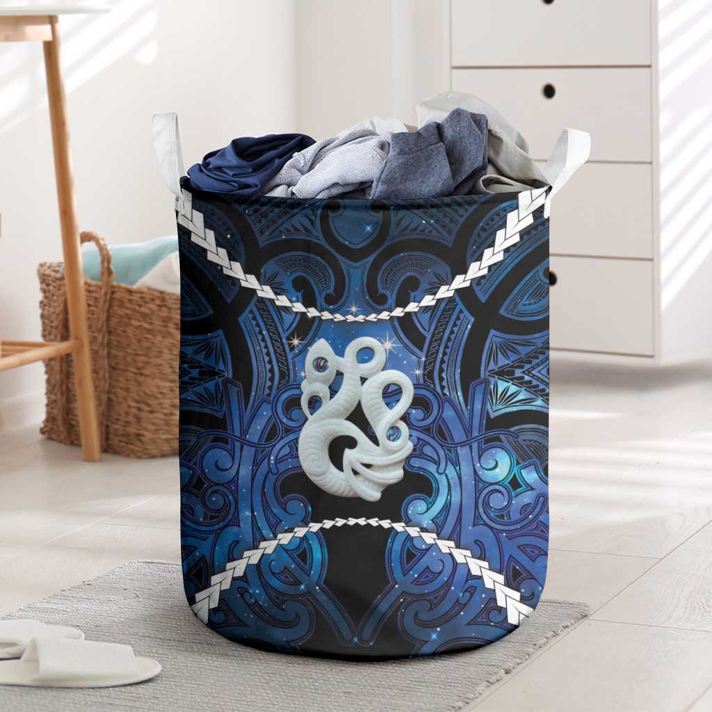 Maori Matariki Manaia Laundry Basket Maori Kowhaiwhai Pattern Galaxy LT01 Blue - Polynesian Pride