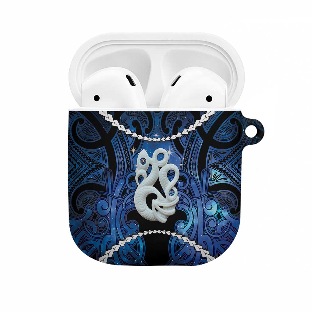 Maori Matariki Manaia AirPods Case Maori Kowhaiwhai Pattern Galaxy LT01 Blue - Polynesian Pride