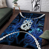 Maori Matariki Manaia Area Rug Maori Kowhaiwhai Pattern Galaxy LT01 Blue - Polynesian Pride