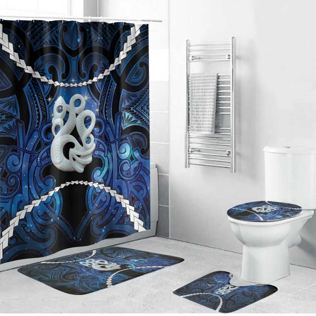 Maori Matariki Manaia Bathroom Set Maori Kowhaiwhai Pattern Galaxy LT01 Bathroom Set (4 pcs) Blue - Polynesian Pride