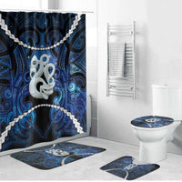 Maori Matariki Manaia Bathroom Set Maori Kowhaiwhai Pattern Galaxy LT01 Bathroom Set (4 pcs) Blue - Polynesian Pride