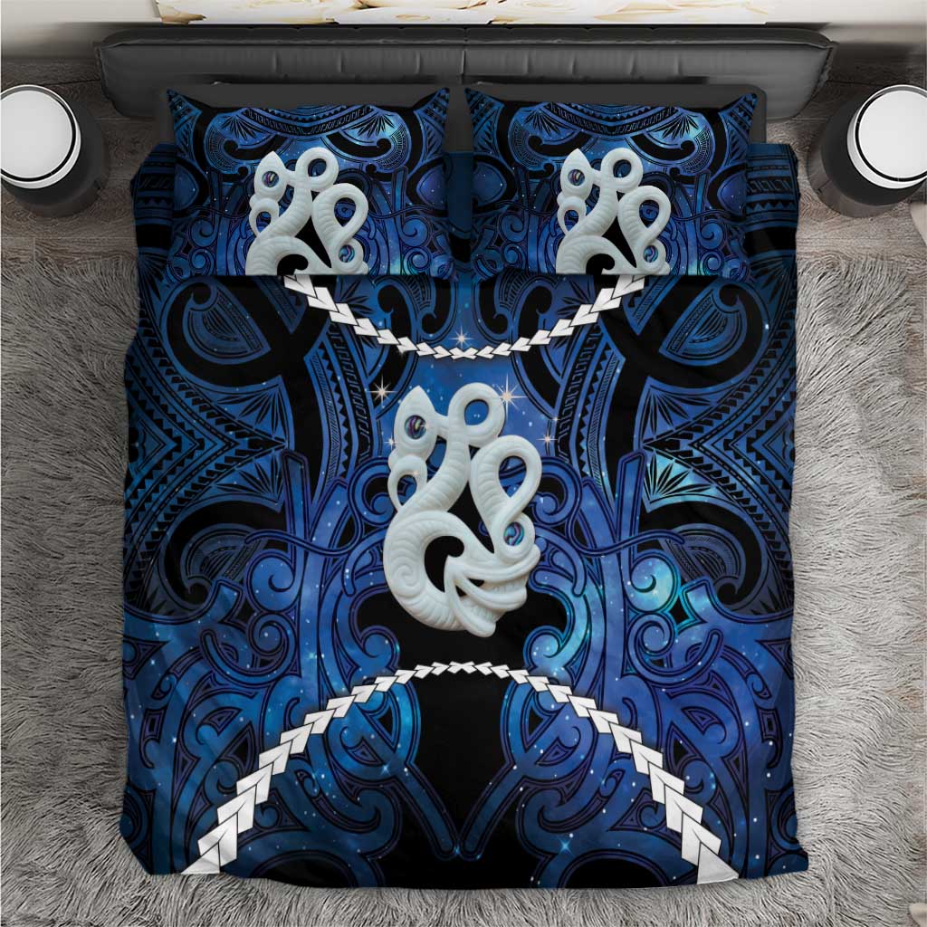 Maori Matariki Manaia Bedding Set Maori Kowhaiwhai Pattern Galaxy LT01 Blue - Polynesian Pride