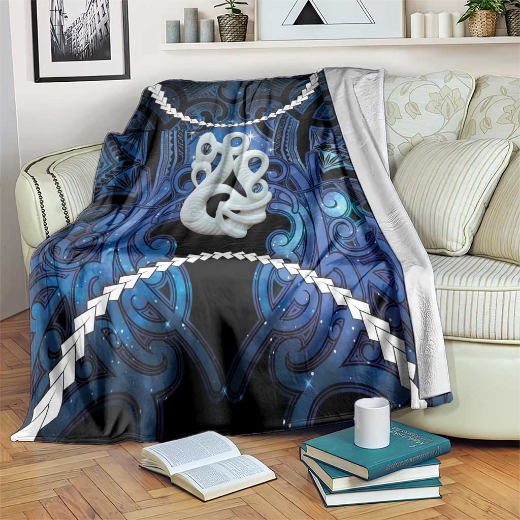 Maori Matariki Manaia Blanket Maori Kowhaiwhai Pattern Galaxy LT01 Blue - Polynesian Pride