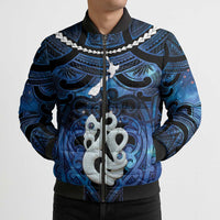 Personalized Maori Matariki Manaia Bomber Puffer Jacket Maori Kowhaiwhai Pattern Galaxy LT01 - Polynesian Pride