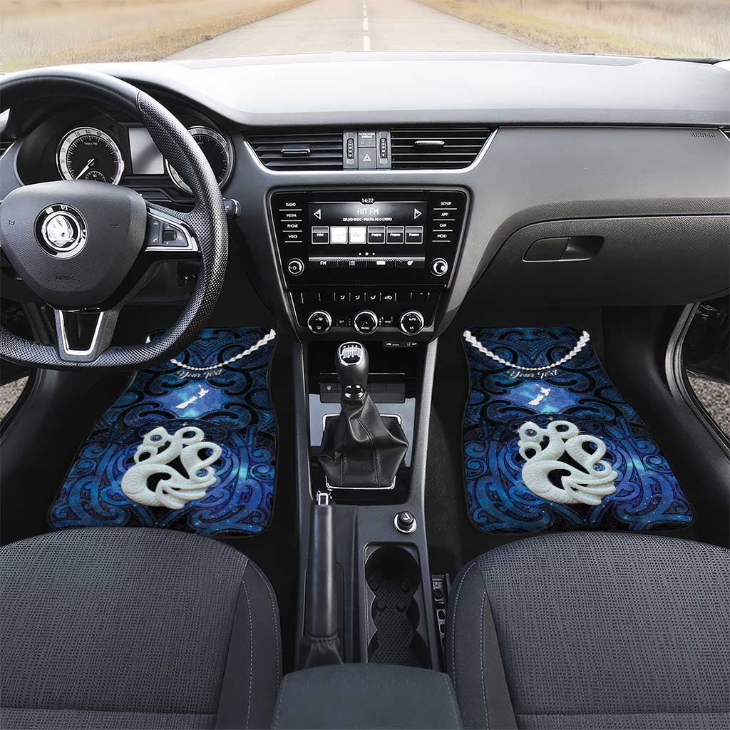 Personalized Maori Matariki Manaia Car Mats Maori Kowhaiwhai Pattern Galaxy LT01 Set 2pcs - Front Blue - Polynesian Pride