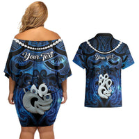 Personalized Maori Matariki Manaia Couples Matching Off Shoulder Short Dress and Hawaiian Shirt Maori Kowhaiwhai Pattern Galaxy LT01 - Polynesian Pride