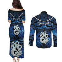 Personalized Maori Matariki Manaia Couples Matching Puletasi and Long Sleeve Button Shirt Maori Kowhaiwhai Pattern Galaxy LT01 - Polynesian Pride