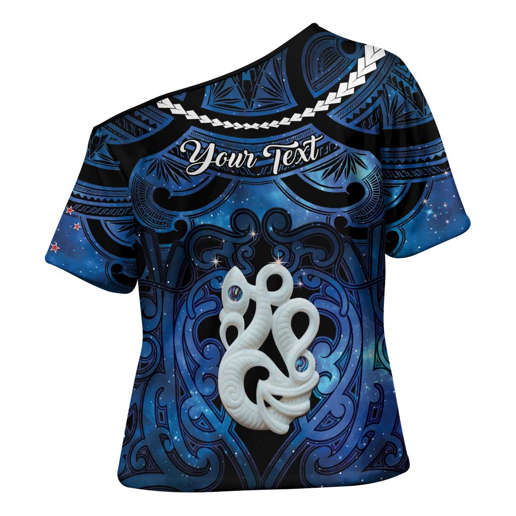 Personalized Maori Matariki Manaia Cross Shoulder Shirt Maori Kowhaiwhai Pattern Galaxy LT01 - Polynesian Pride