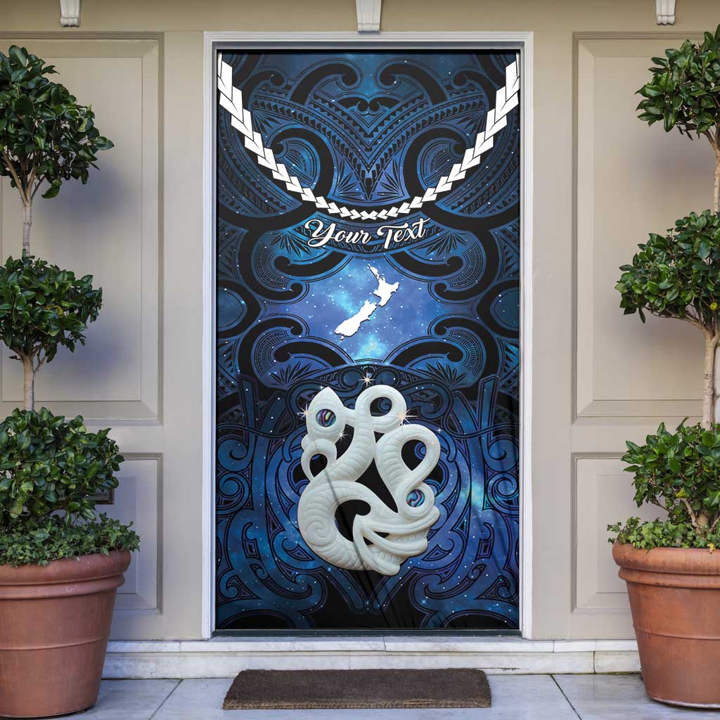 Personalized Maori Matariki Manaia Door Cover Maori Kowhaiwhai Pattern Galaxy LT01 Blue - Polynesian Pride