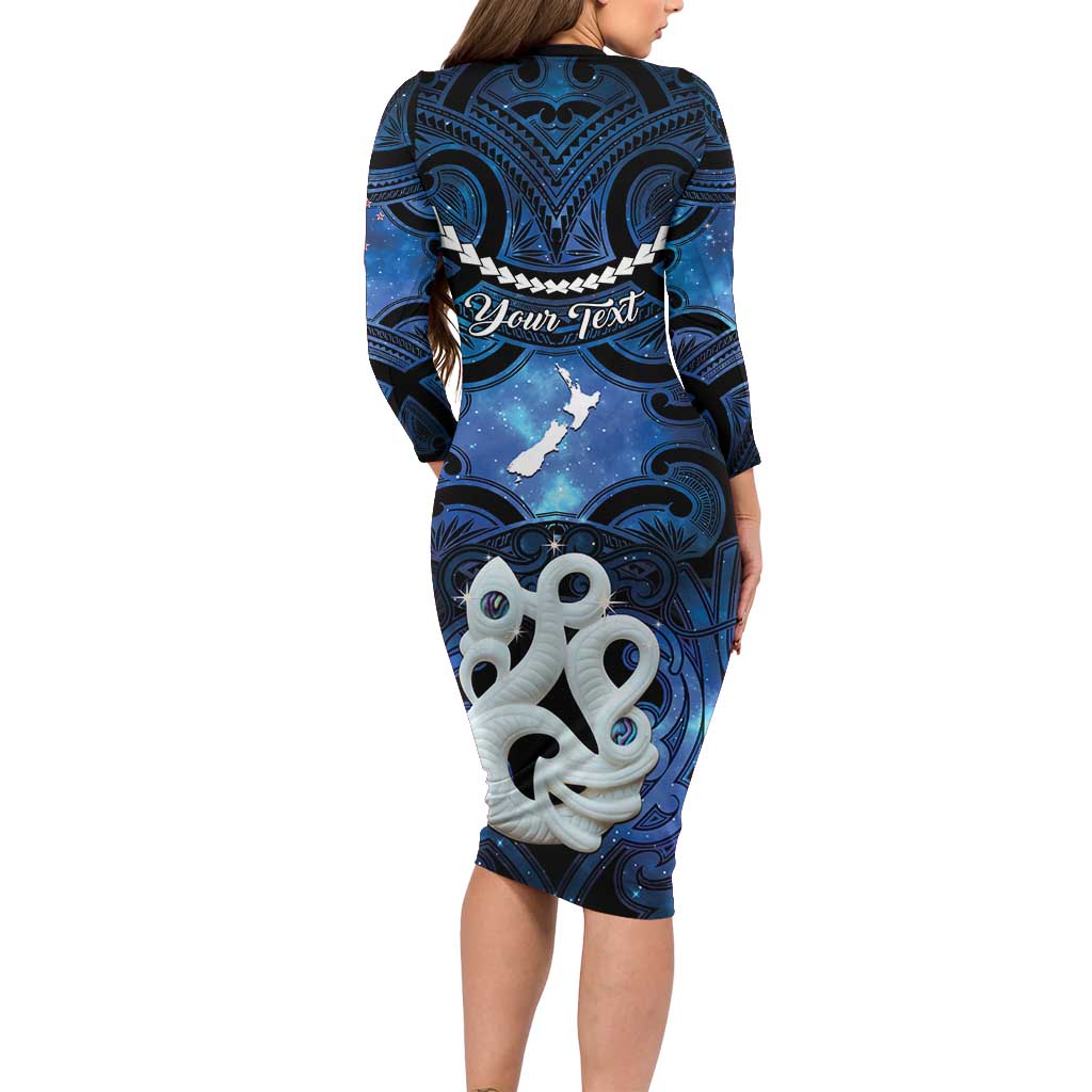 Personalized Maori Matariki Manaia Family Matching Long Sleeve Bodycon Dress and Hawaiian Shirt Maori Kowhaiwhai Pattern Galaxy