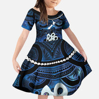 Personalized Maori Matariki Manaia Family Matching Off The Shoulder Long Sleeve Dress and Hawaiian Shirt Maori Kowhaiwhai Pattern Galaxy