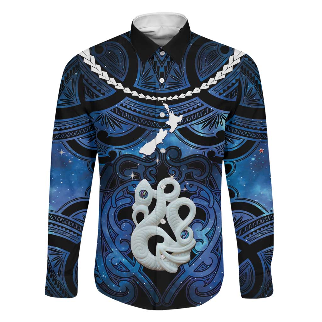Personalized Maori Matariki Manaia Family Matching Off Shoulder Maxi Dress and Hawaiian Shirt Maori Kowhaiwhai Pattern Galaxy
