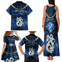 Personalized Maori Matariki Manaia Family Matching Tank Maxi Dress and Hawaiian Shirt Maori Kowhaiwhai Pattern Galaxy