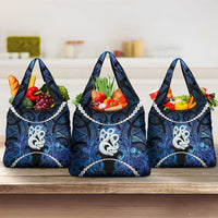 Maori Matariki Manaia Grocery Bag Maori Kowhaiwhai Pattern Galaxy LT01 3-pack One Size Blue - Polynesian Pride
