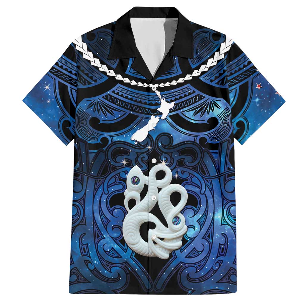 Personalized Maori Matariki Manaia Hawaiian Shirt Maori Kowhaiwhai Pattern Galaxy LT01 Blue - Polynesian Pride