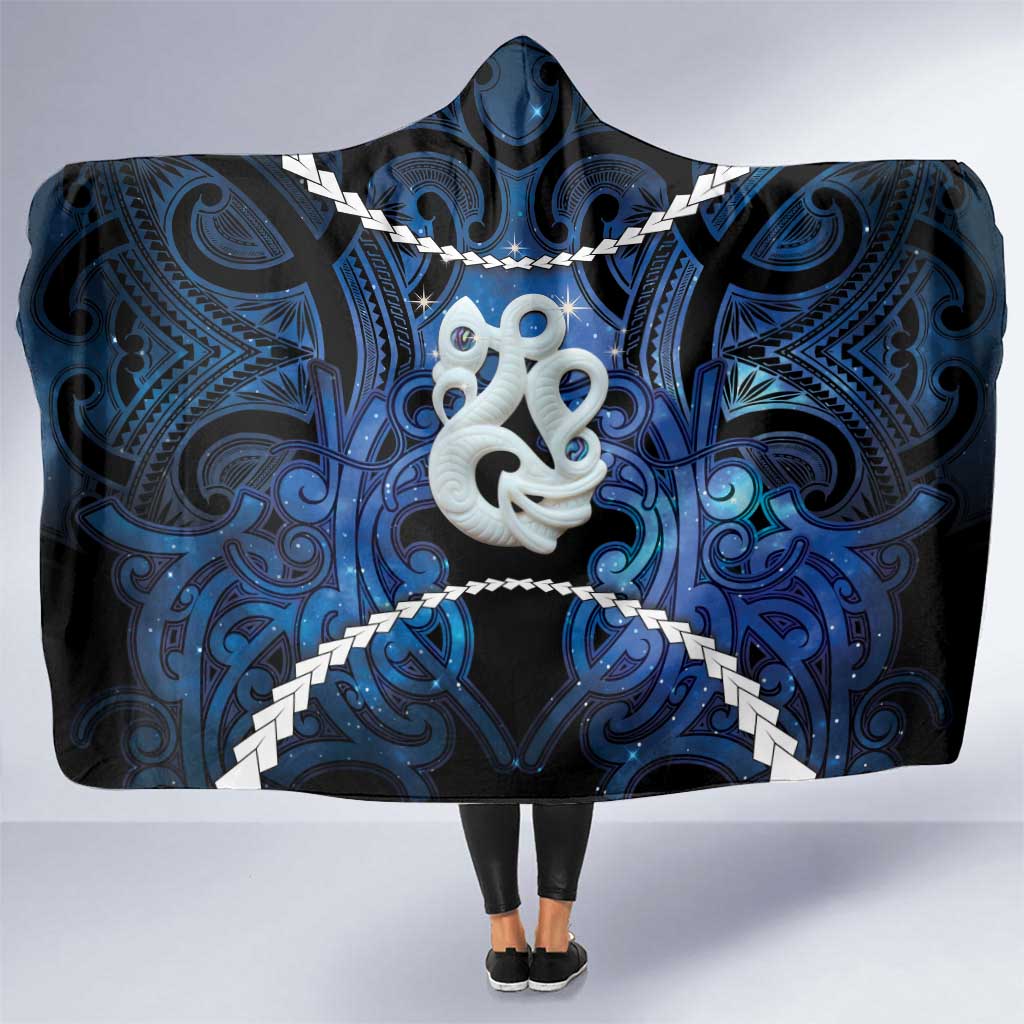 Maori Matariki Manaia Hooded Blanket Maori Kowhaiwhai Pattern Galaxy LT01 One Size Blue - Polynesian Pride