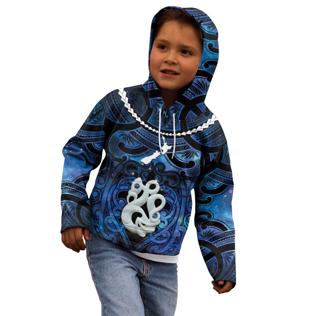 Personalized Maori Matariki Manaia Kid Hoodie Maori Kowhaiwhai Pattern Galaxy LT01 - Polynesian Pride