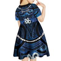 Personalized Maori Matariki Manaia Kid Short Sleeve Dress Maori Kowhaiwhai Pattern Galaxy