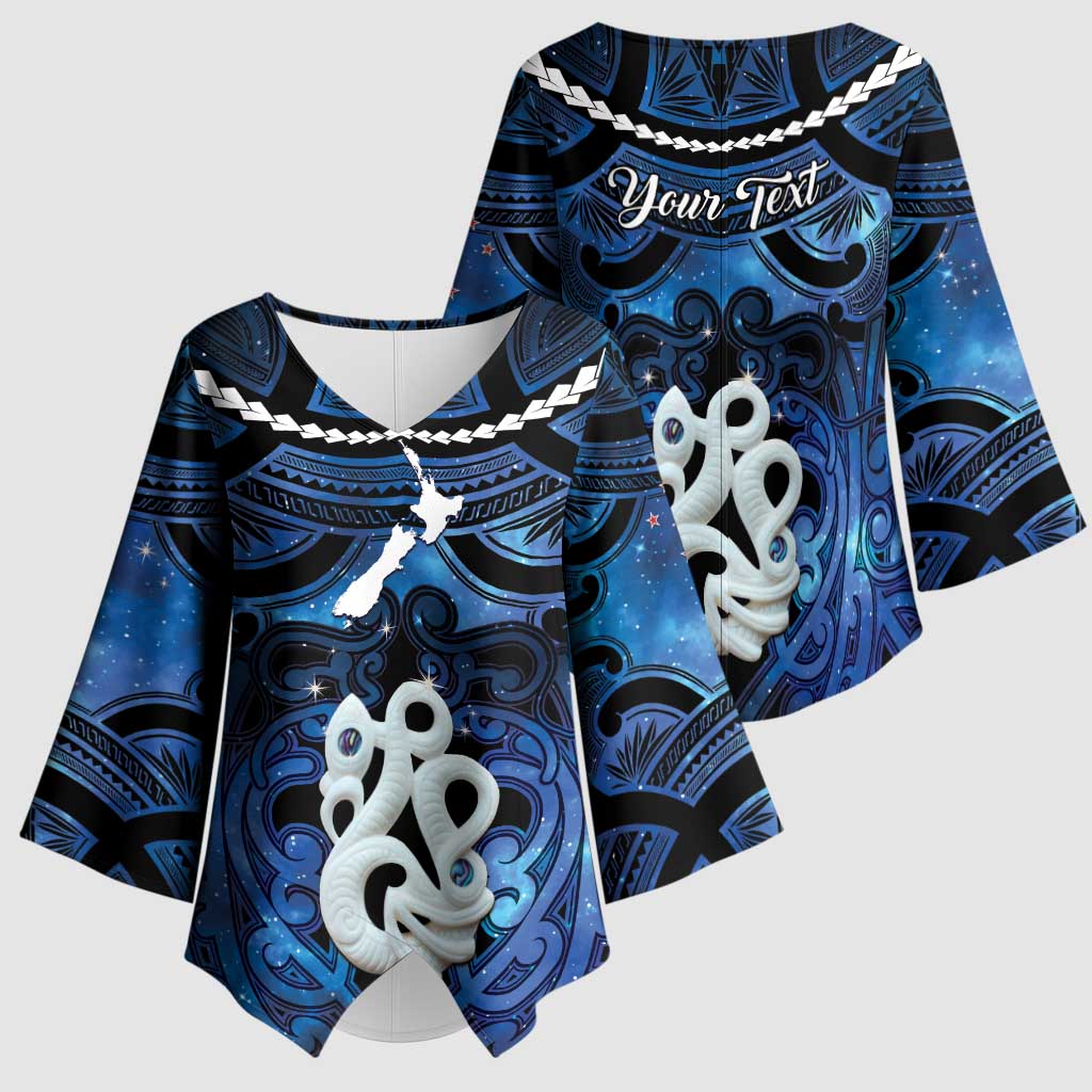 Personalized Maori Matariki Manaia Kimono Sleeve Blouse Maori Kowhaiwhai Pattern Galaxy LT01 - Polynesian Pride