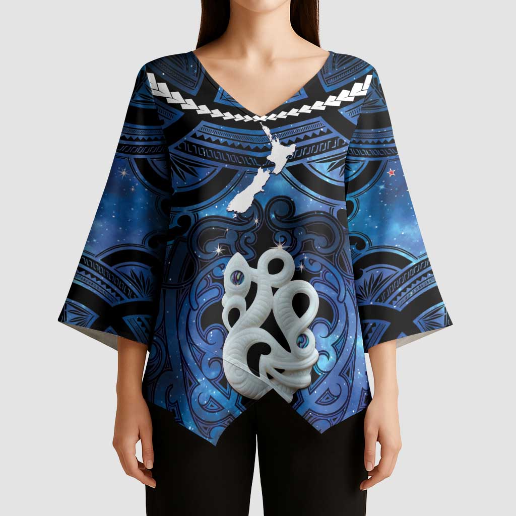 Personalized Maori Matariki Manaia Kimono Sleeve Blouse Maori Kowhaiwhai Pattern Galaxy LT01 - Polynesian Pride
