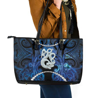 Maori Matariki Manaia Leather Tote Bag Maori Kowhaiwhai Pattern Galaxy LT01 - Polynesian Pride