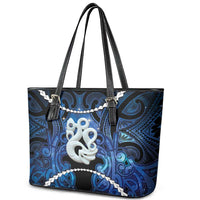 Maori Matariki Manaia Leather Tote Bag Maori Kowhaiwhai Pattern Galaxy LT01 - Polynesian Pride