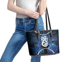 Maori Matariki Manaia Leather Tote Bag Maori Kowhaiwhai Pattern Galaxy LT01 - Polynesian Pride