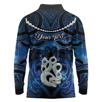Personalized Maori Matariki Manaia Long Sleeve Polo Shirt Maori Kowhaiwhai Pattern Galaxy LT01 - Polynesian Pride