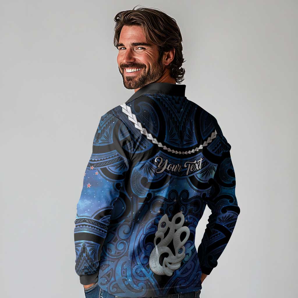 Personalized Maori Matariki Manaia Long Sleeve Polo Shirt Maori Kowhaiwhai Pattern Galaxy LT01 - Polynesian Pride