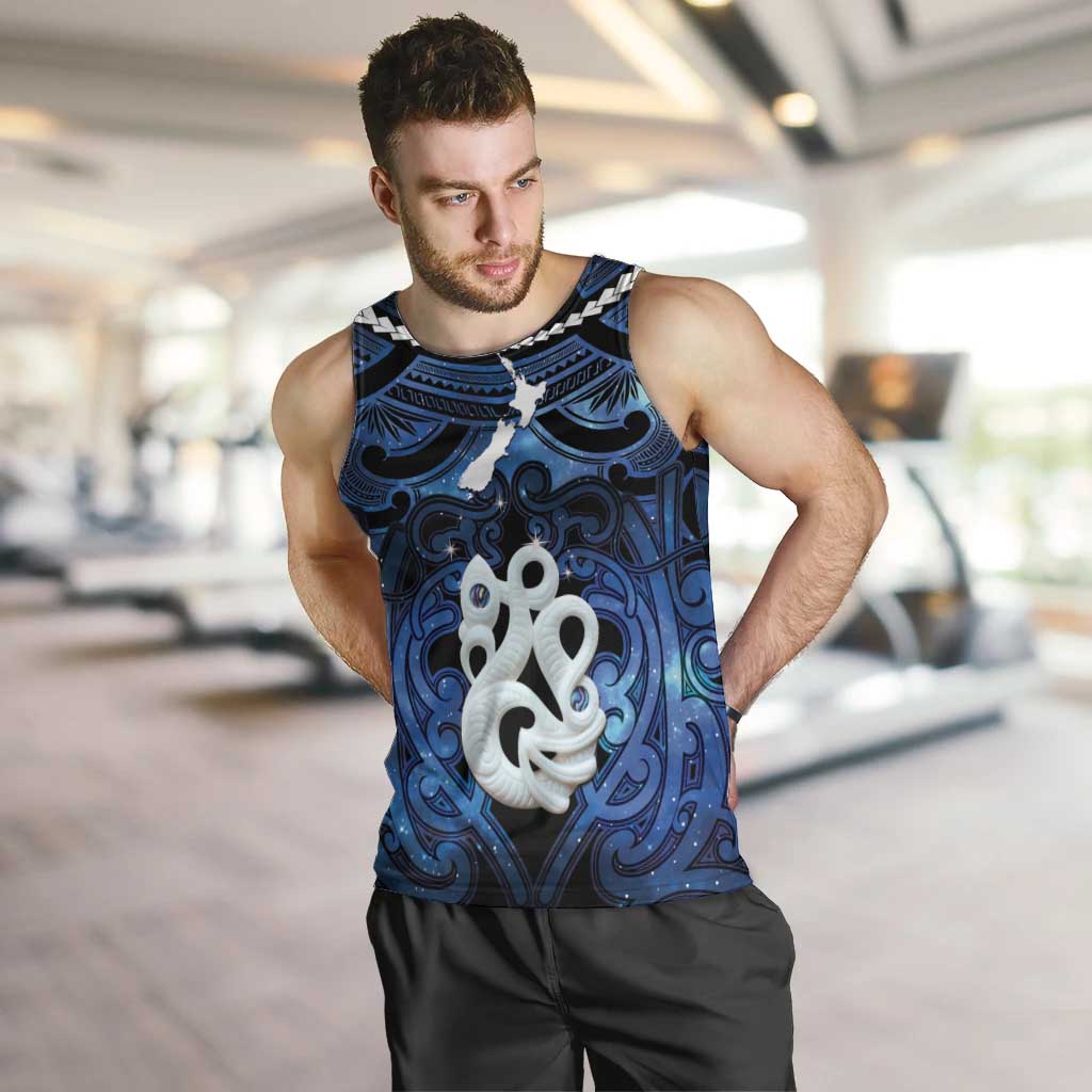 Personalized Maori Matariki Manaia Men Tank Top Maori Kowhaiwhai Pattern Galaxy LT01 Blue - Polynesian Pride