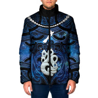 Personalized Maori Matariki Manaia Padded Jacket Maori Kowhaiwhai Pattern Galaxy LT01 Men Blue - Polynesian Pride