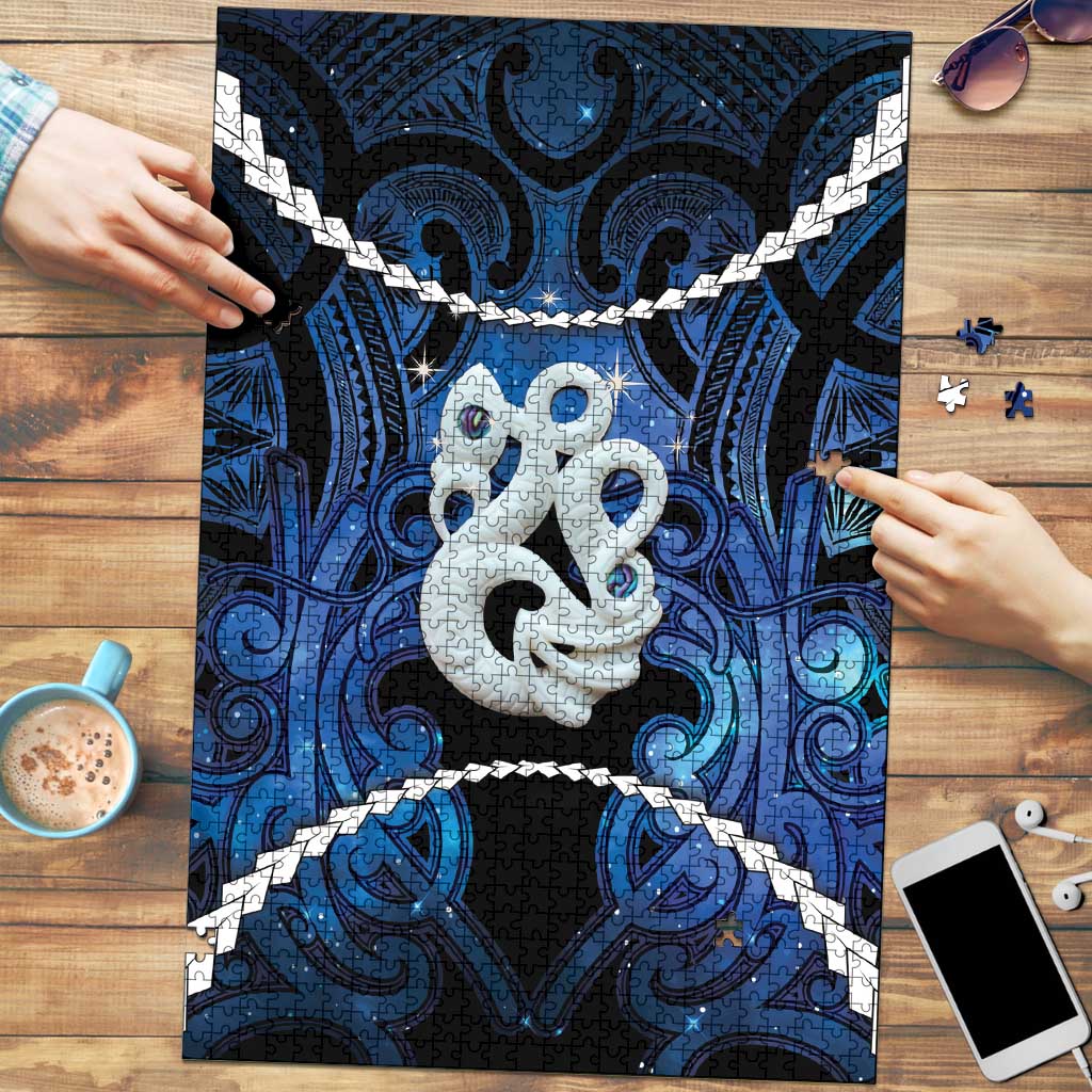 Maori Matariki Manaia Puzzle Maori Kowhaiwhai Pattern Galaxy LT01 Blue - Polynesian Pride