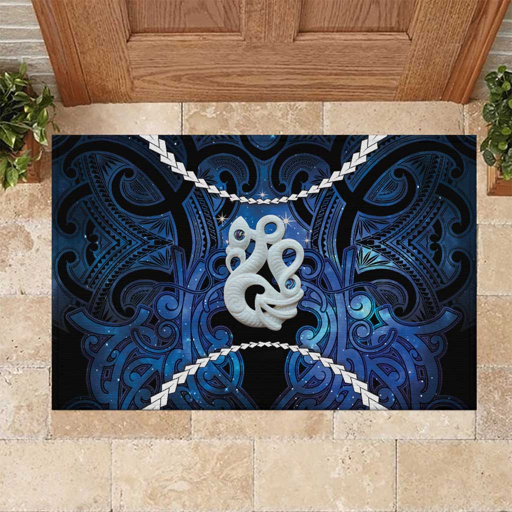 Maori Matariki Manaia Rubber Doormat Maori Kowhaiwhai Pattern Galaxy LT01 Blue - Polynesian Pride