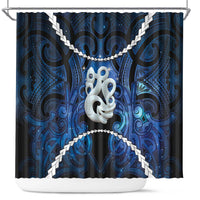 Maori Matariki Manaia Shower Curtain Maori Kowhaiwhai Pattern Galaxy LT01 Blue - Polynesian Pride