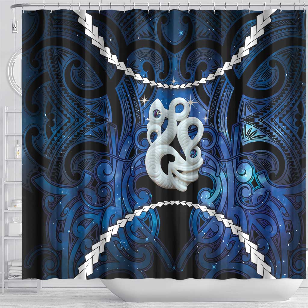 Maori Matariki Manaia Shower Curtain Maori Kowhaiwhai Pattern Galaxy LT01 - Polynesian Pride